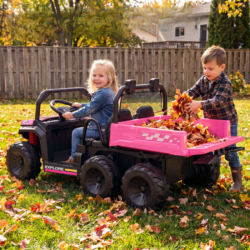 2 Seater 24V Ride On Dump Truck 4WD with Electric Dump Bed and Lights for Kids image number 1