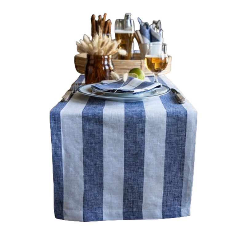Solino Home 100% Pure Linen Table Runner - Cabana Stripe