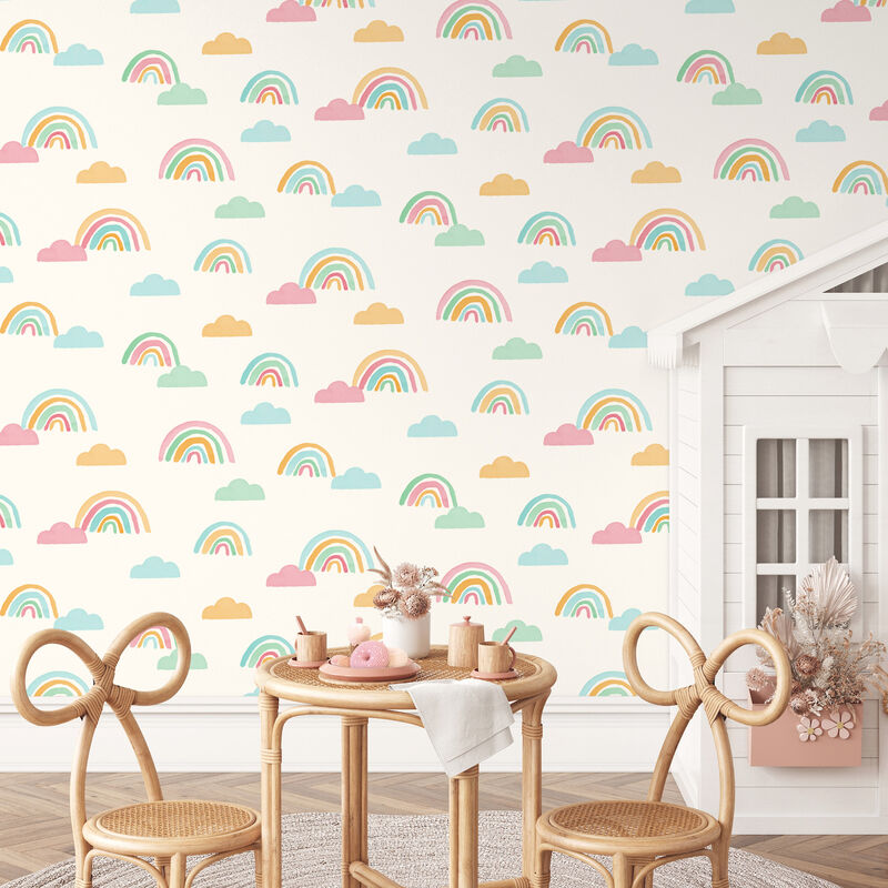 Over The Rainbow Multicolor Painted Skies Wallpaper (Set of 2) image number 1