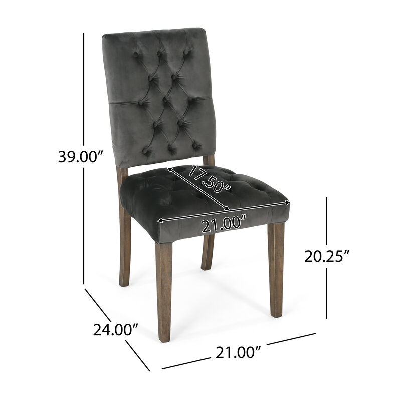 Streamdale Elegant Button-Tufted Upholstered Dining Chairs with Weathered Legs