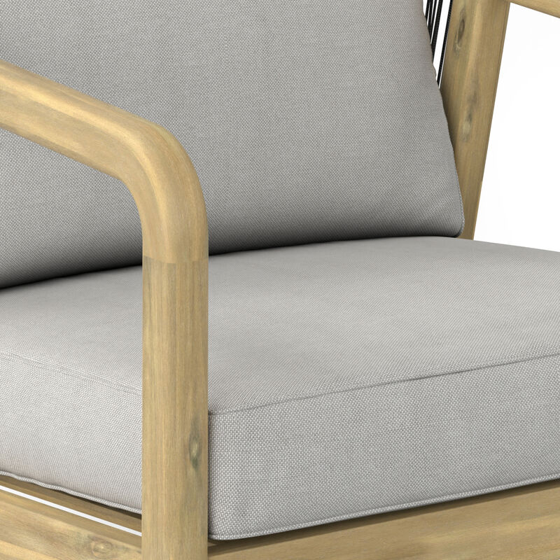 Palmetto SOLID ACACIA WOOD 29 inch Wide Irregular Contemporary Outdoor Conversation Chair (Set of 2) in Stone Grey, Fully Assembled