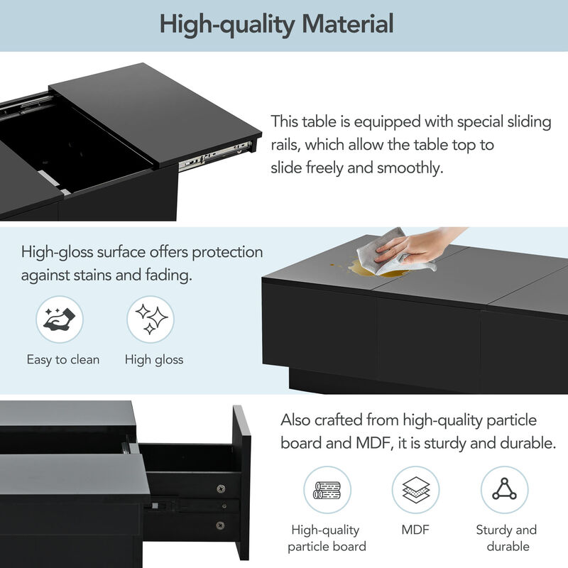 Merax Coffee Table Extendable Cocktail Table with 2 Drawers