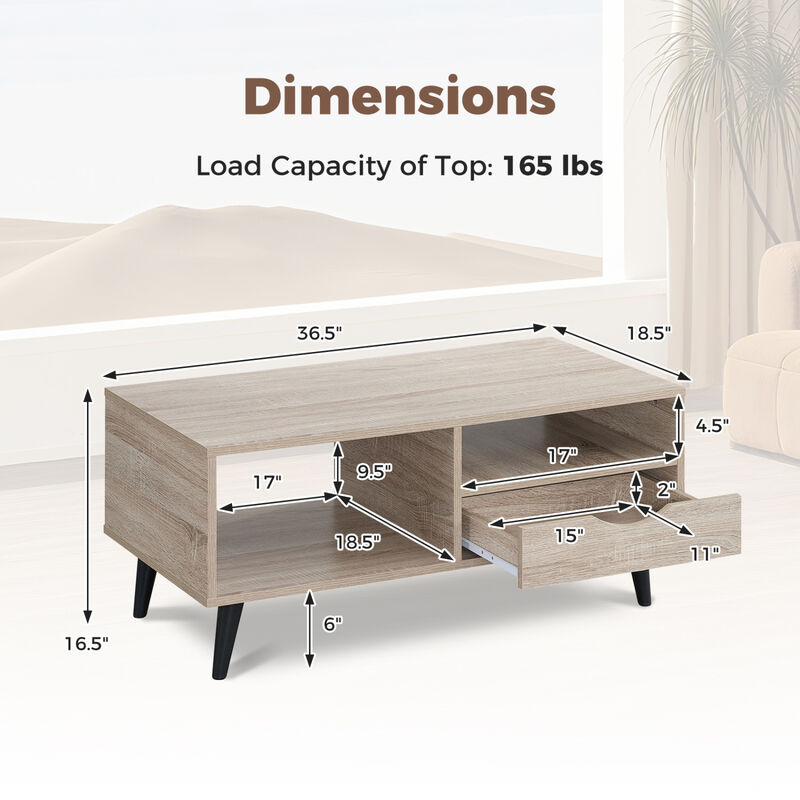 Living Room Coffee Table with Storage Space and Rectangle Design image number 2