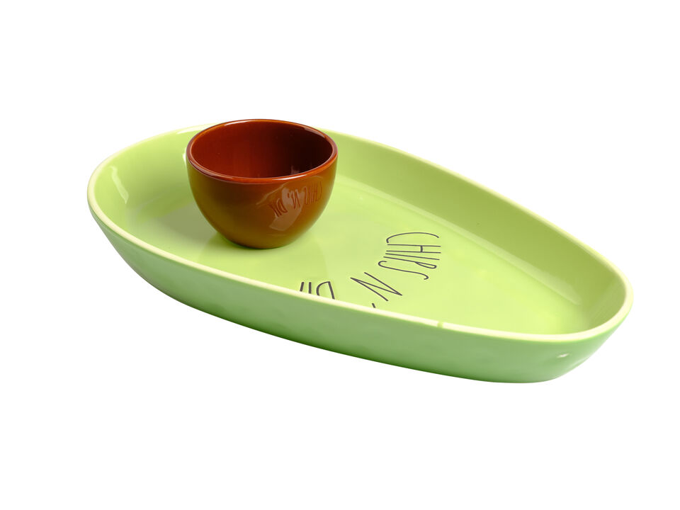 Ceramic Avocado Chip and Dip Serving Plate