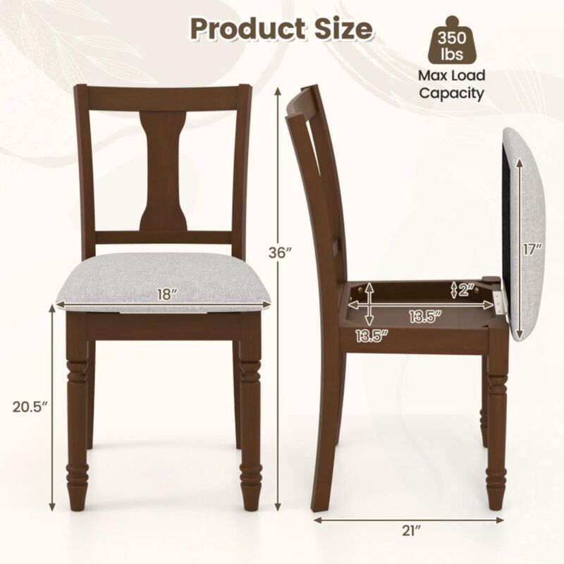 Hivvago Kitchen Dining Chair with Linen Fabric and Storage Space