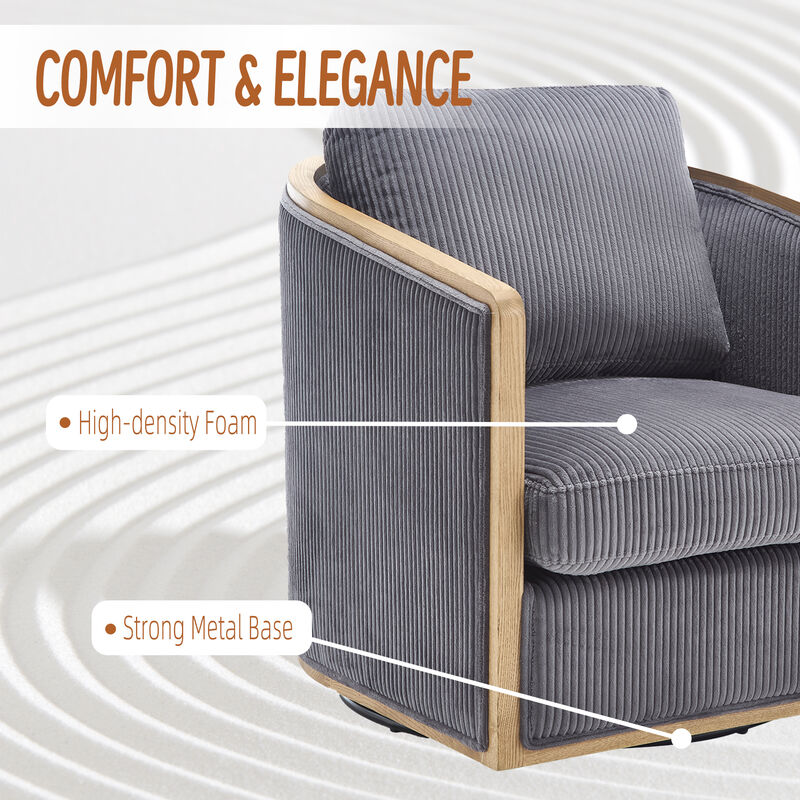 Merax Corduroy Swivel Barrel Chair Club Chair