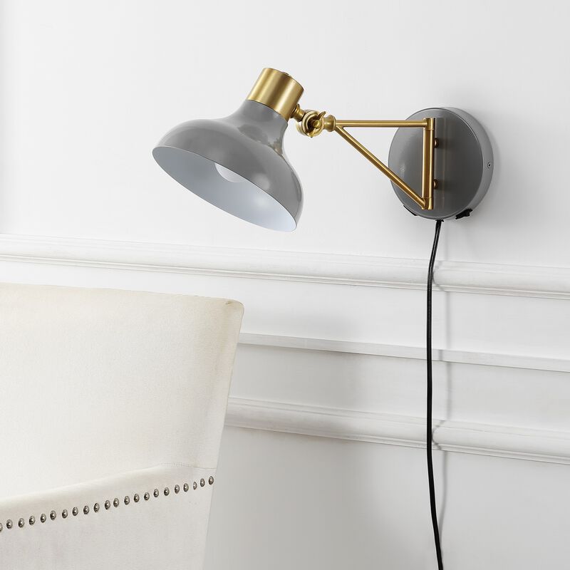 Lynn Swing Arm Modern Midcentury Iron USB Charging Port LED Sconce