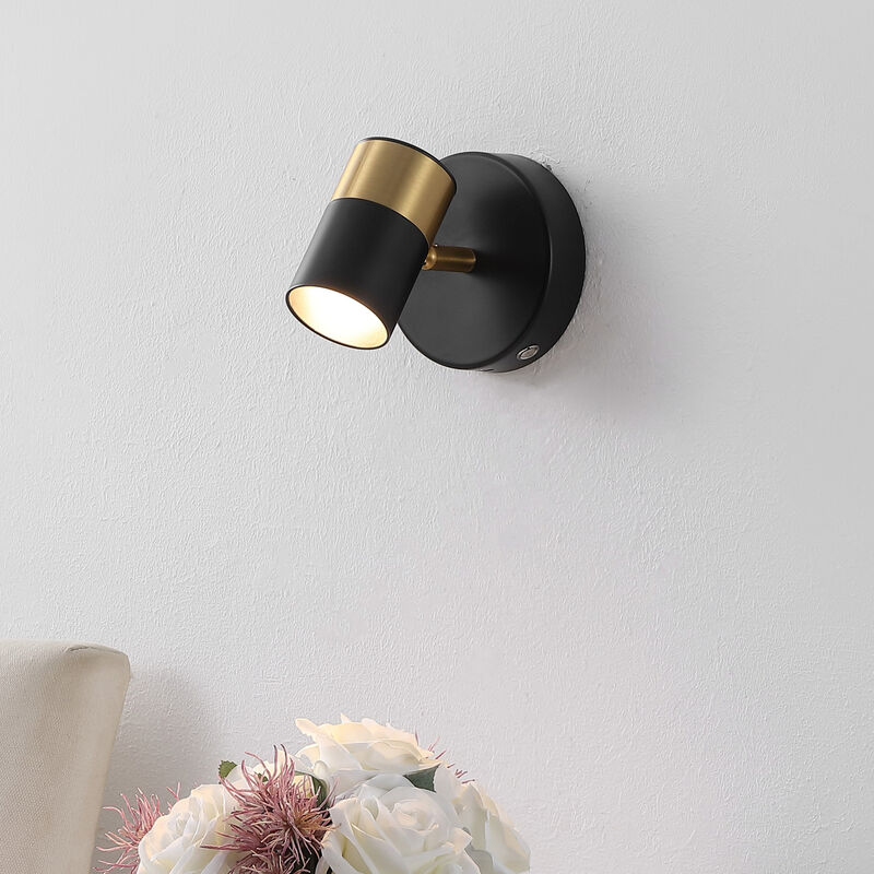 Paola 6" 1-Light Modern Adjustable Head Integrated Dimmable LED Rechargeable Wall Spotlight with Touch Sensor