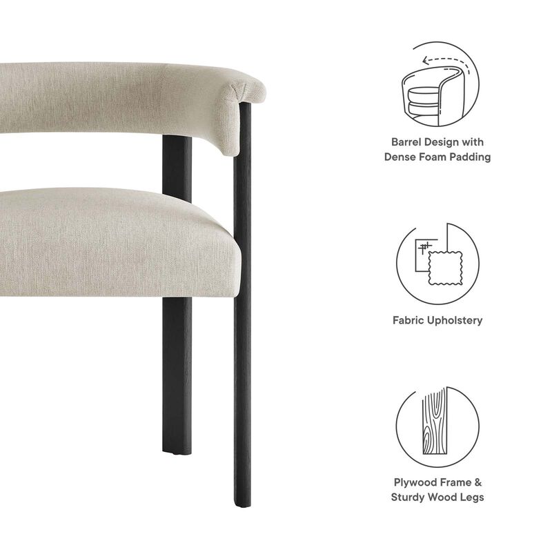Imogen Woven Heathered Fabric Upholstered Barrel Dining Chairs - Set of 2 image number 7