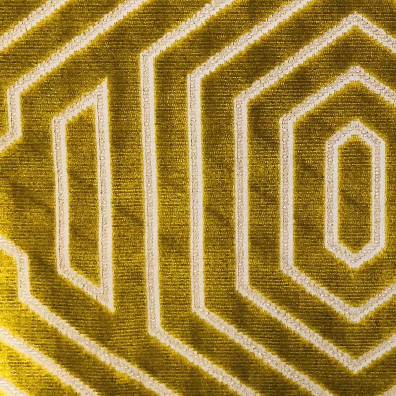 Plutus Brands Goldenrod Velvet Gold Geometric Luxury Throw Pillow image number 2