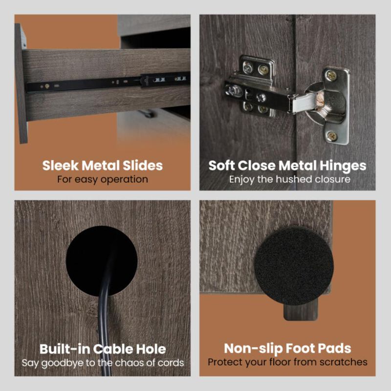 Hivvago 53 Inches Computer Desk with Power Outlets and 4 Storage Drawers