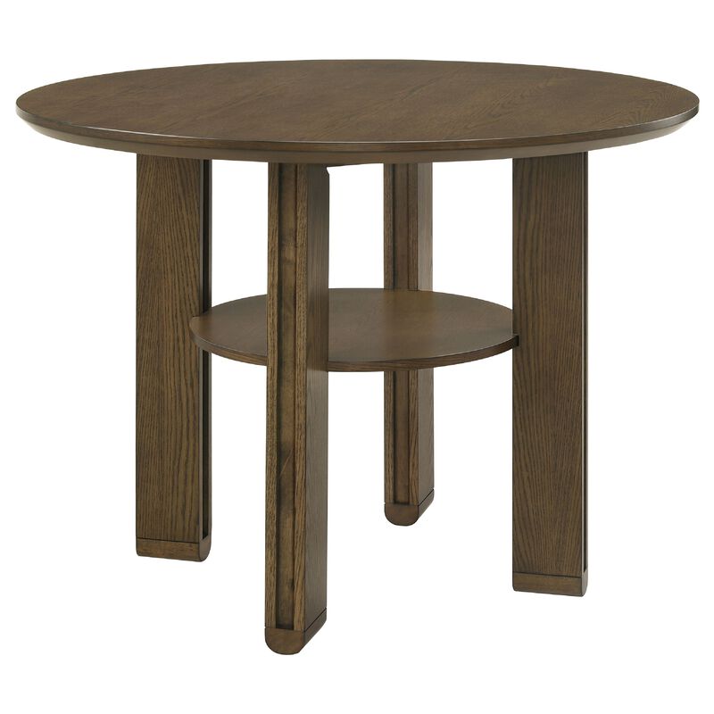 Clera Round Counter-Height Table, Open Shelf, Brown Rubberwood 47 Inch image number 0