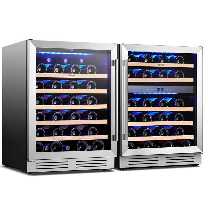 48 inch Wine Refrigerator cooler, Two 24'' Dual Zone Wine Cooler Fridge, Hold 98 Standard 750ml Wine Bottles Built-in image number 1