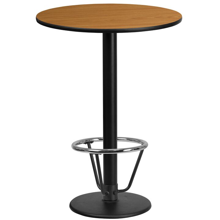 Flash Furniture Stiles 24'' Round Natural Laminate Table Top with 18'' Round Bar Height Table Base and Foot Ring