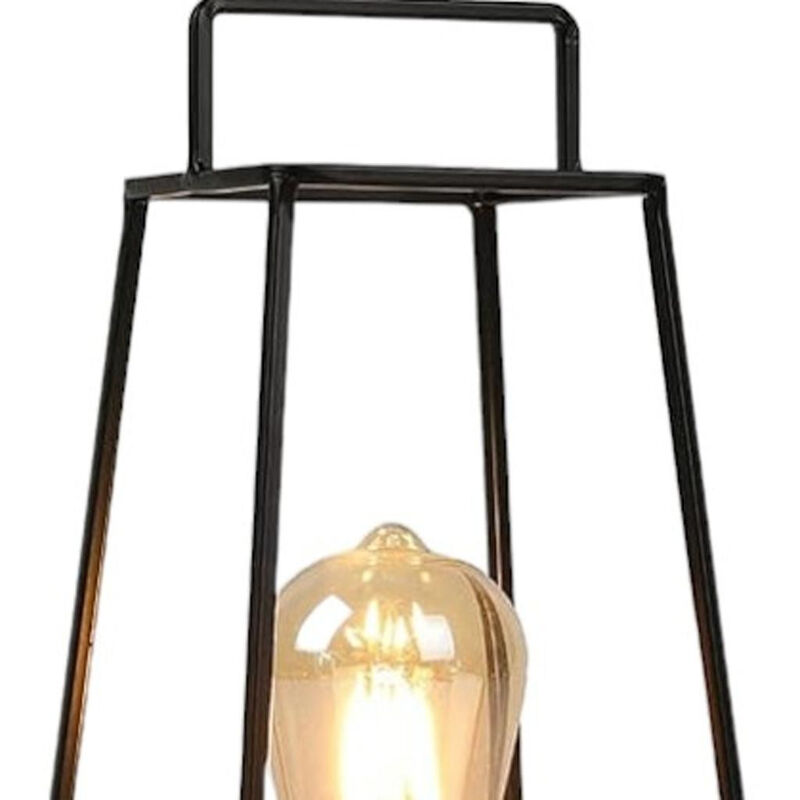 HomeRoots 12" Black Geometric Novelty Lantern With Novelty Shade image number 3