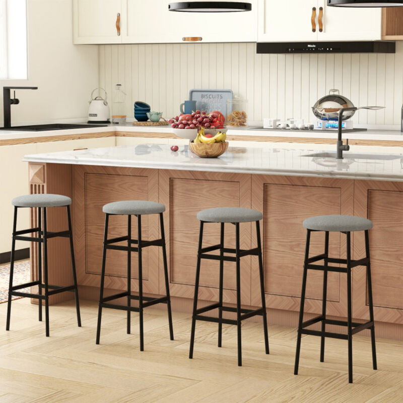 Modern Bar Stools Set of 2 with Strong Metal Frame and Footrest-Grey image number 4