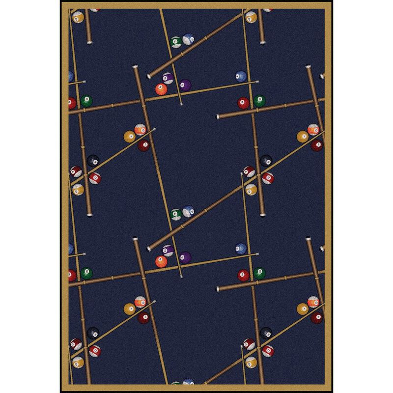 Joy Carpets Games People Play Snookered 3'10 x 5'4 Area Rug in Color Federal Blue