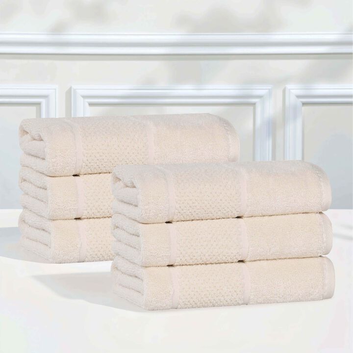 6 Piece Hand Towel Set in Viscose Cotton Blend with Textured Design
