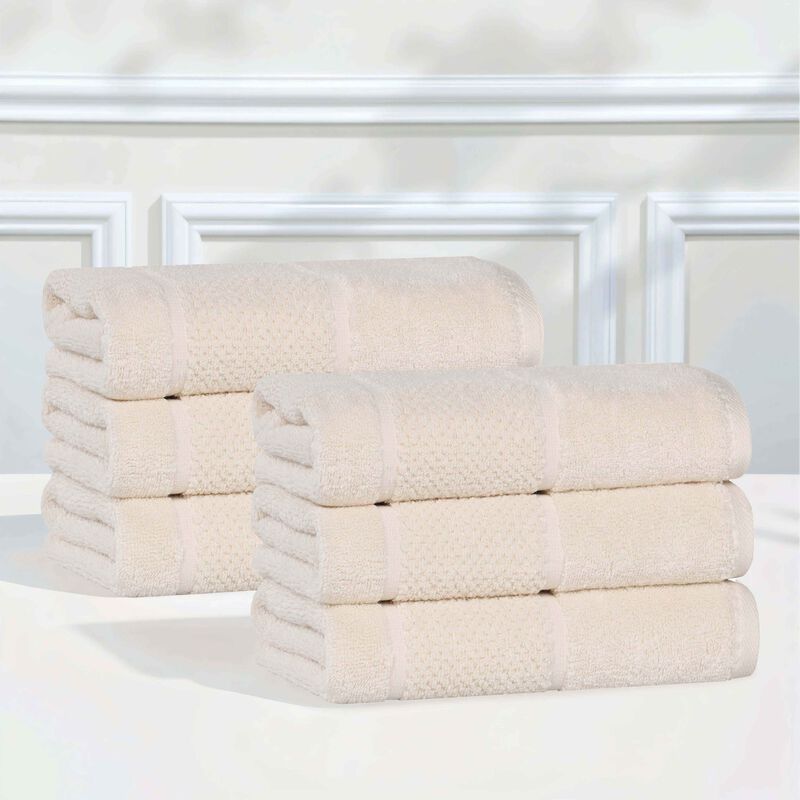 6 Piece Hand Towel Set in Viscose Cotton Blend with Textured Design image number 1