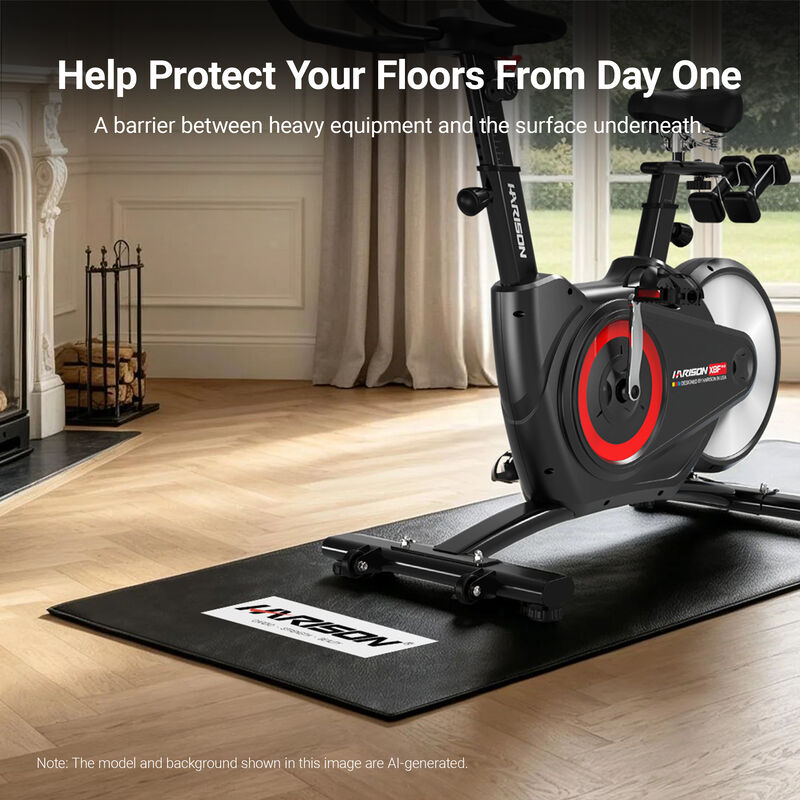 HARISON Elliptical Mat for Carpet & Hardwood Floors, 4.3mm Thickness, Compatible for Treadmills, Elliptical, Exercise Bikes, Stationary Cycles and Accessories (HR-001) image number 2