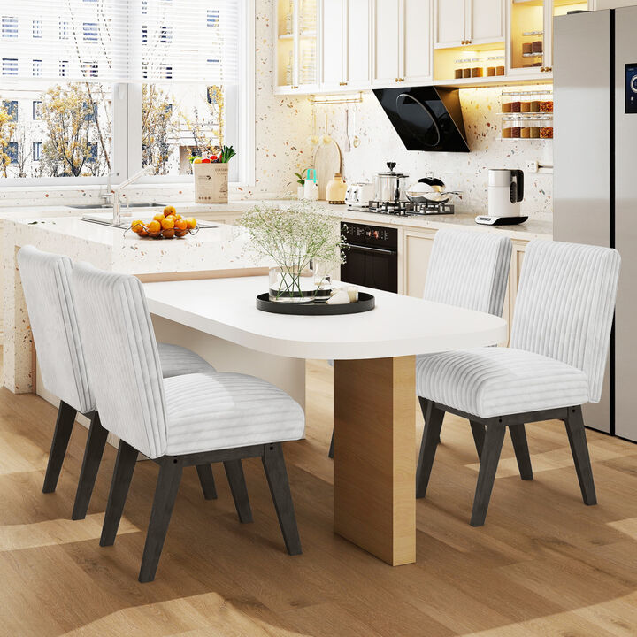 Set of 4 Fabric Dining Chairs with Padded Seats and Rubber Wood Legs
