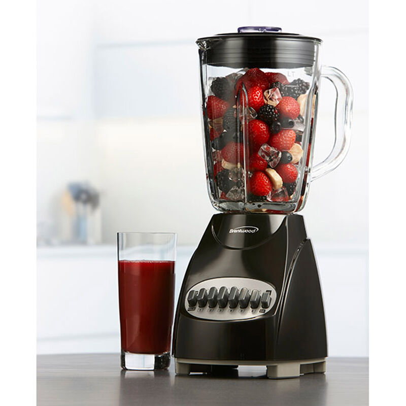 Brentwood 12 Speed Blender with Glass Jar in Black