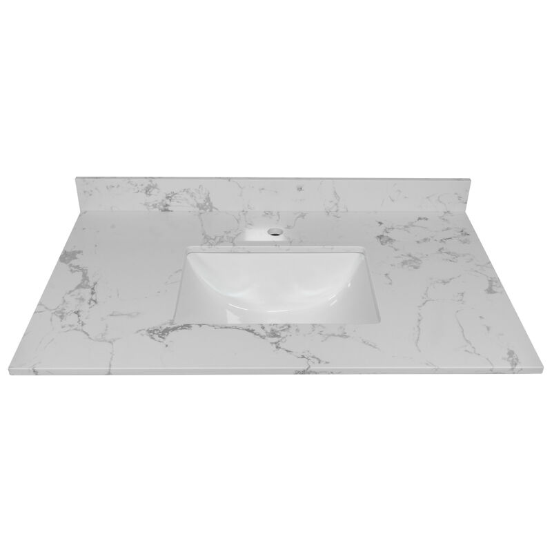 37 Inch Bathroom Vanity Top Stone Carrara New Style Tops With Rectangle Undermount