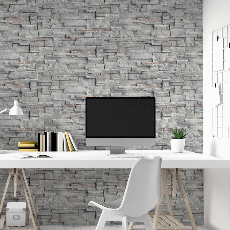 Cornell Grey Slate Wall Wallpaper image number 4