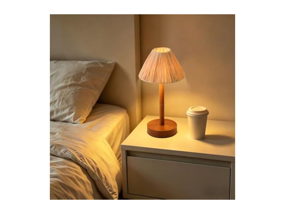 Rechargeable Dimmable Portable Wood Bedside Lamp For Living Room Bedroom Office