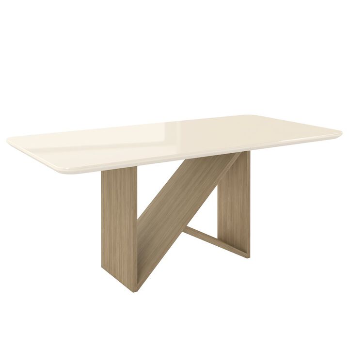6 Seater Dining Table with Painted Glass Top & Elegant Wooden Base