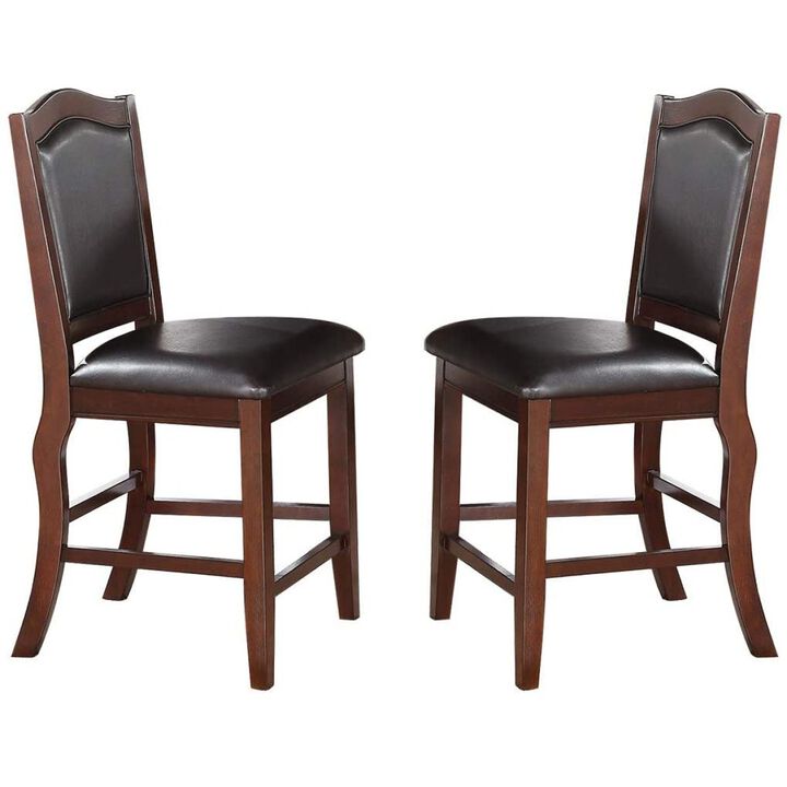 Streamdale Set of 2 Counter Height Chairs in Dark Brown Wood Finish