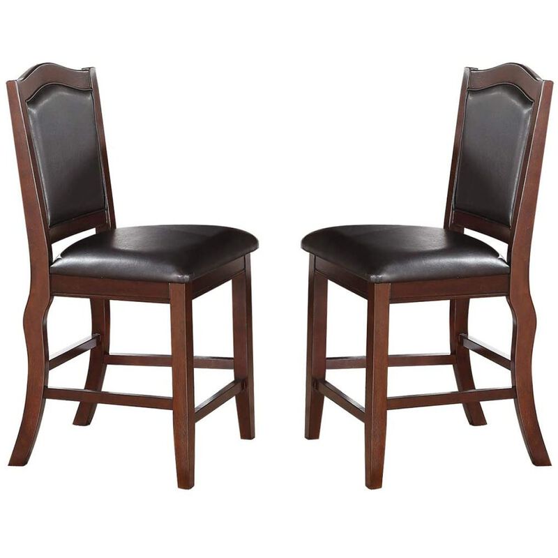 Streamdale Set of 2 Counter Height Chairs in Dark Brown Wood Finish