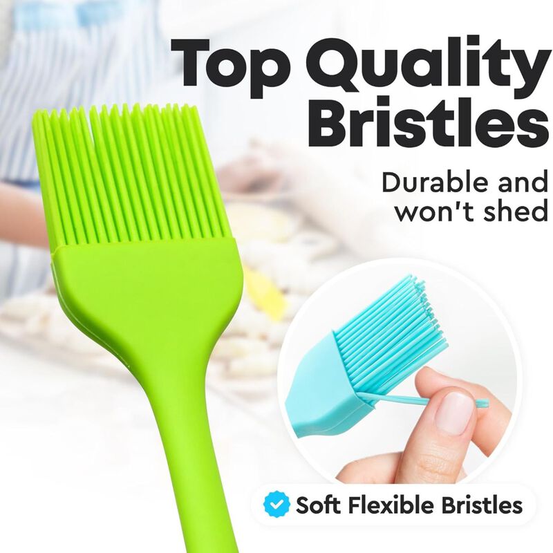 (Set of 4) Heat Resistant Silicone Basting Brush With Soft Flexible Bristles
