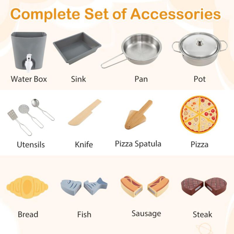 Hivvago 3-Piece Outdoor Kitchen Set Mud Kitchen with Separate BBQ Grill and Pizza Oven