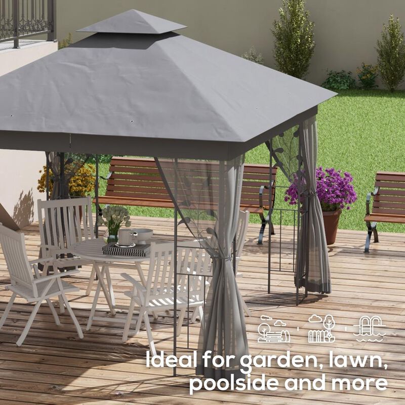 Hivvago 10' x 11.5' Outdoor Gazebo with Decorative Frame image number 6