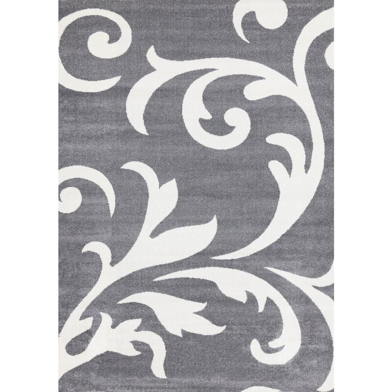 Novelle Home Claremont Grey White Classic Swirl Area Rug, 5' x 8', 5'3 x 7'7 image number 0