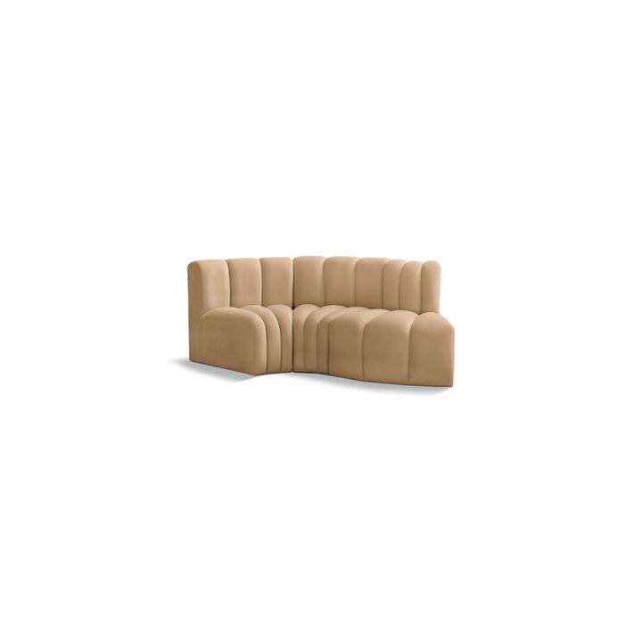 Meridian Furniture Arc Camel Velvet Modular Sofa