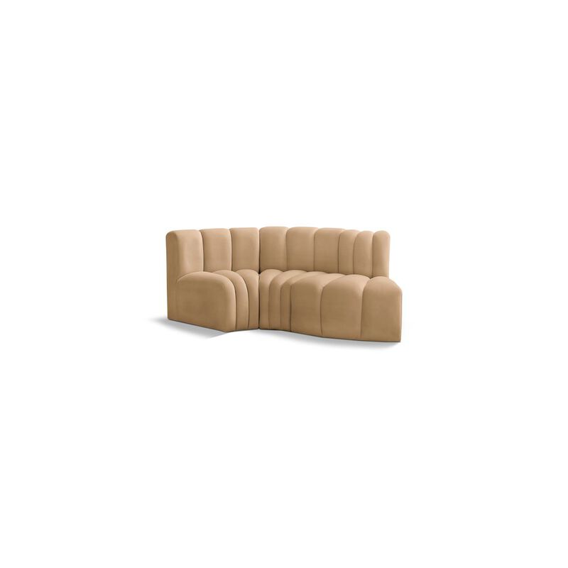 Meridian Furniture Arc Camel Velvet Modular Sofa