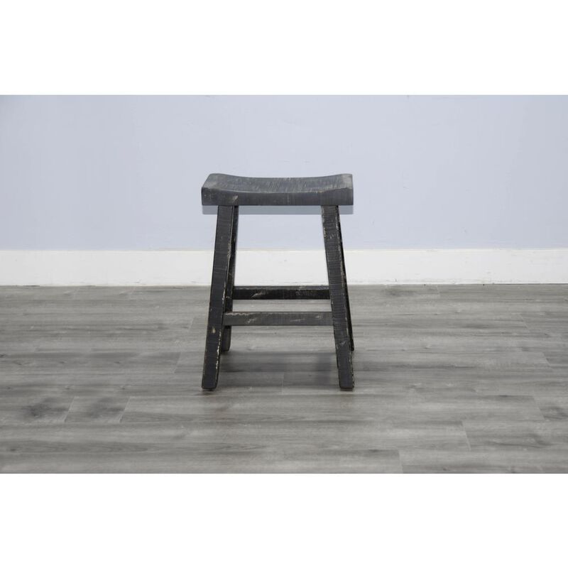 Sunny Designs Black Sand Counter Saddle Seat Stool, Wood Seat