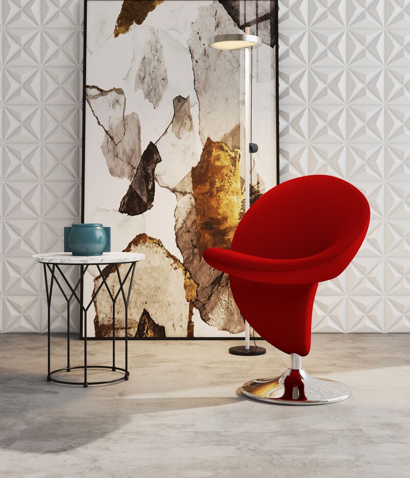 Curl Red Swivel Accent Chair