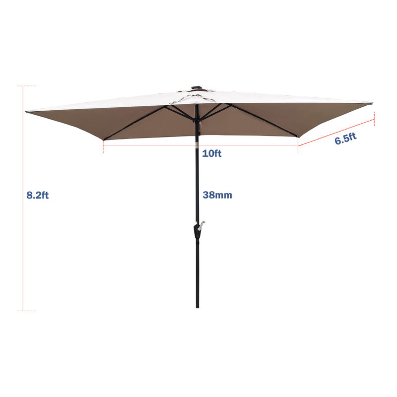 Streamdale Solar Lighted Patio Umbrella with Crank (10' x 6.5')