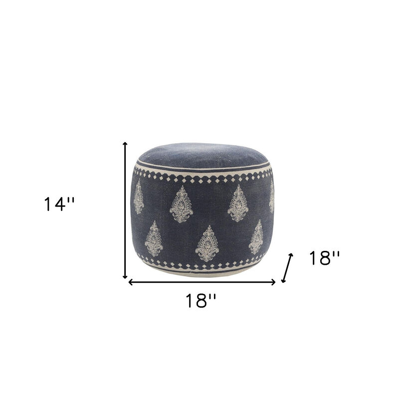 Cotton Cylinder Paisley Pouf Ottoman – Handwoven Footrest for Living Room