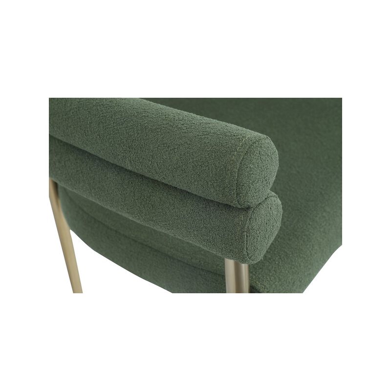 Meridian Furniture Brielle Green Boucle Fabric Dining Chair, Set of 2