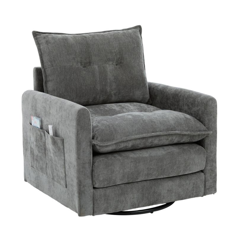 Secra Modern Chenille Swivel Accent Chair image number 0
