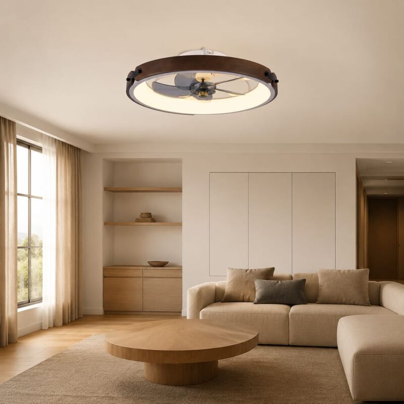 ELEMENT ACE 20 Inch Flush Mount Ceiling Fan with LED Light Kit, Remote Control, 6 Adjustable Speeds Quiet DC Motor Dimmable for Bedroom Living Room Kitchen image number 2