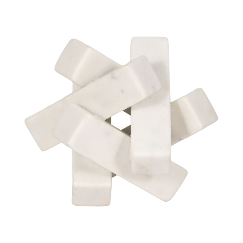 4" Marble Geometric Orb, White image number 3