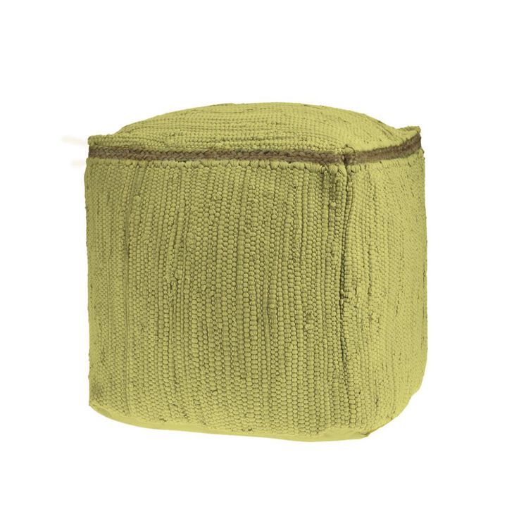 Hivvago 18 Inch Citron and Natural Cotton And Jute Cube Pouf Ottoman