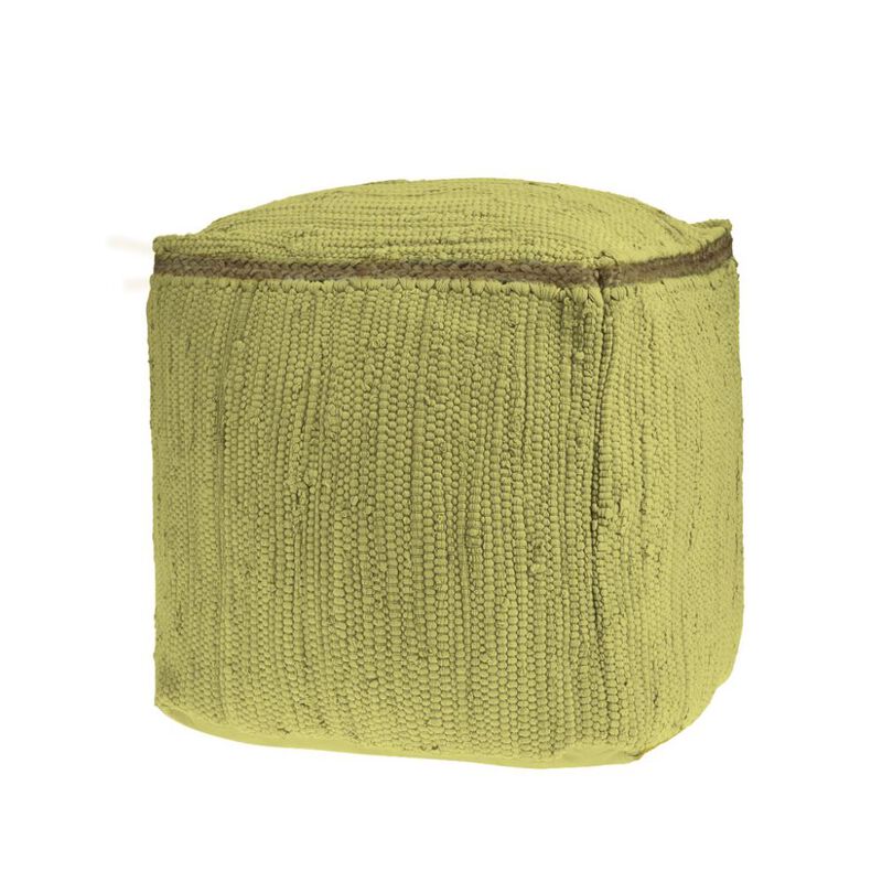Hivvago 18 Inch Citron and Natural Cotton And Jute Cube Pouf Ottoman