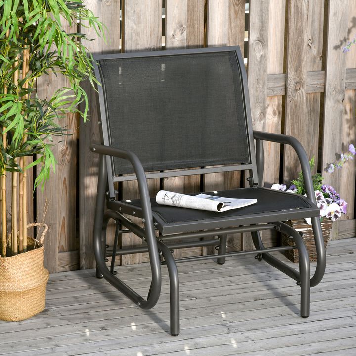 Hivvago Outdoor Steel Glider Chair with Curved Armrests