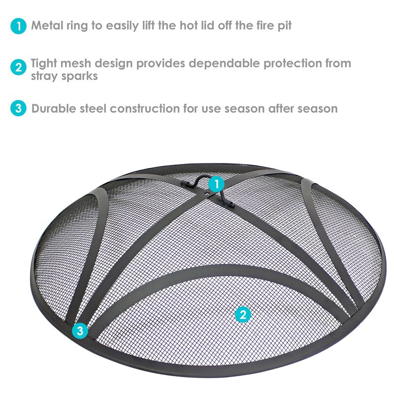Sunnydaze Reinforced Steel Mesh Round Fire Pit Spark Screen